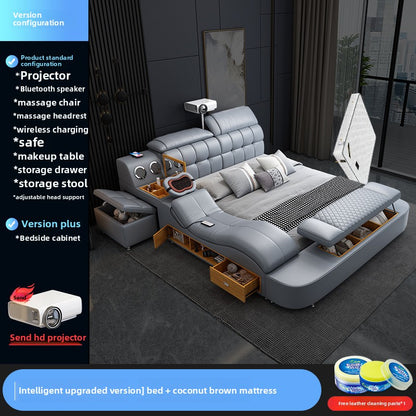 A tatami bed massage, leather bed 1.8 meters multifunctional wedding bed storage soft bed modern simple master bedroom double bed