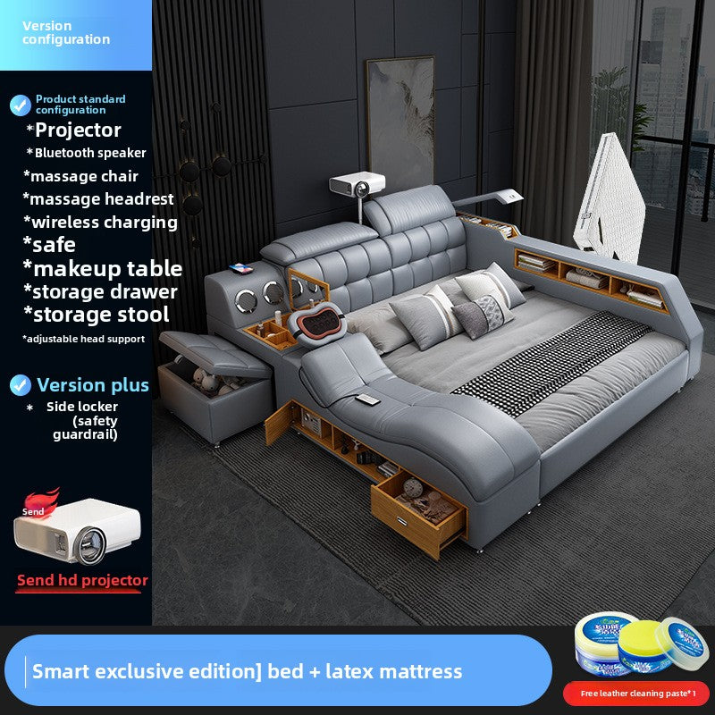 A tatami bed massage, leather bed 1.8 meters multifunctional wedding bed storage soft bed modern simple master bedroom double bed