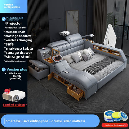 A tatami bed massage, leather bed 1.8 meters multifunctional wedding bed storage soft bed modern simple master bedroom double bed