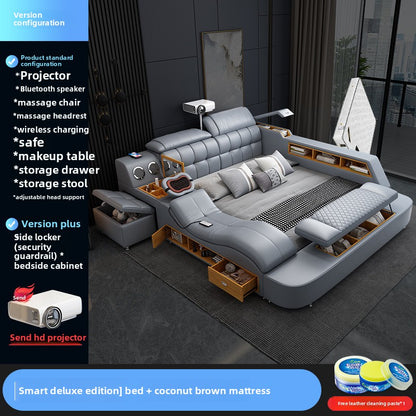 A tatami bed massage, leather bed 1.8 meters multifunctional wedding bed storage soft bed modern simple master bedroom double bed