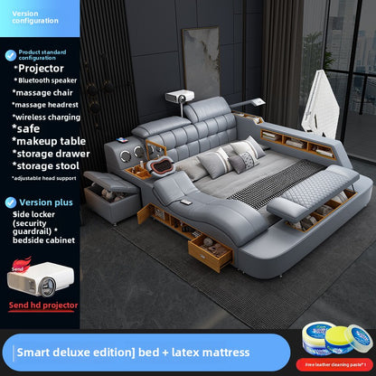 A tatami bed massage, leather bed 1.8 meters multifunctional wedding bed storage soft bed modern simple master bedroom double bed
