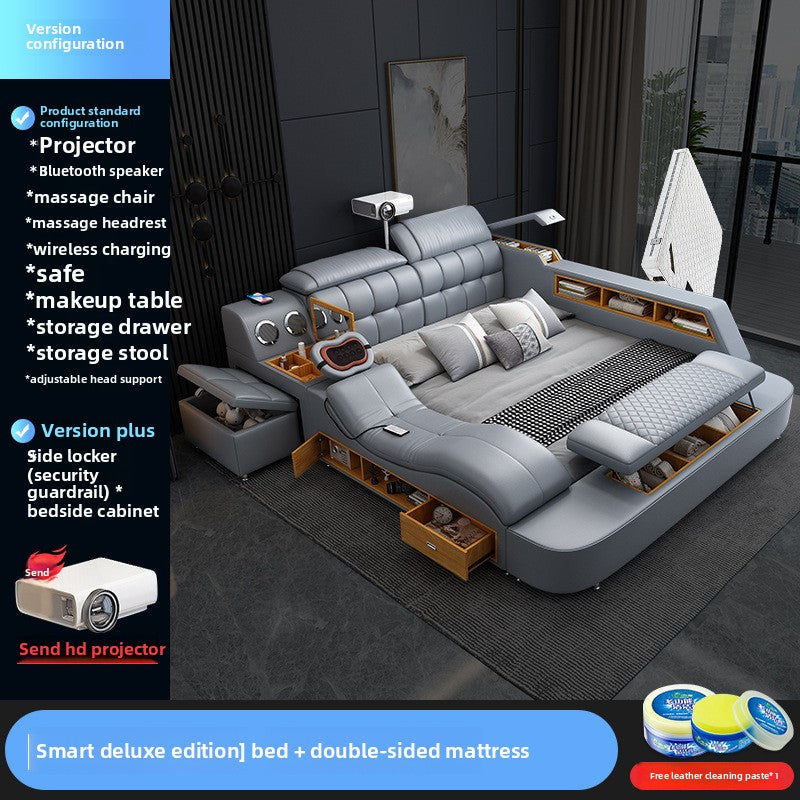 A tatami bed massage, leather bed 1.8 meters multifunctional wedding bed storage soft bed modern simple master bedroom double bed