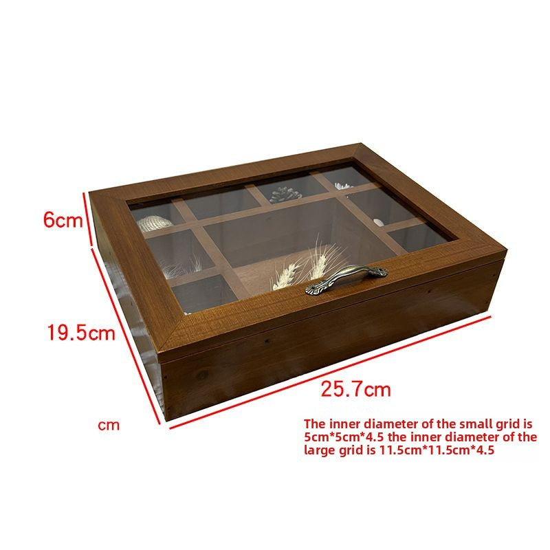 Desktop 9-grid solid wood storage box multi-function box