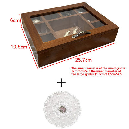 Desktop 9-grid solid wood storage box multi-function box