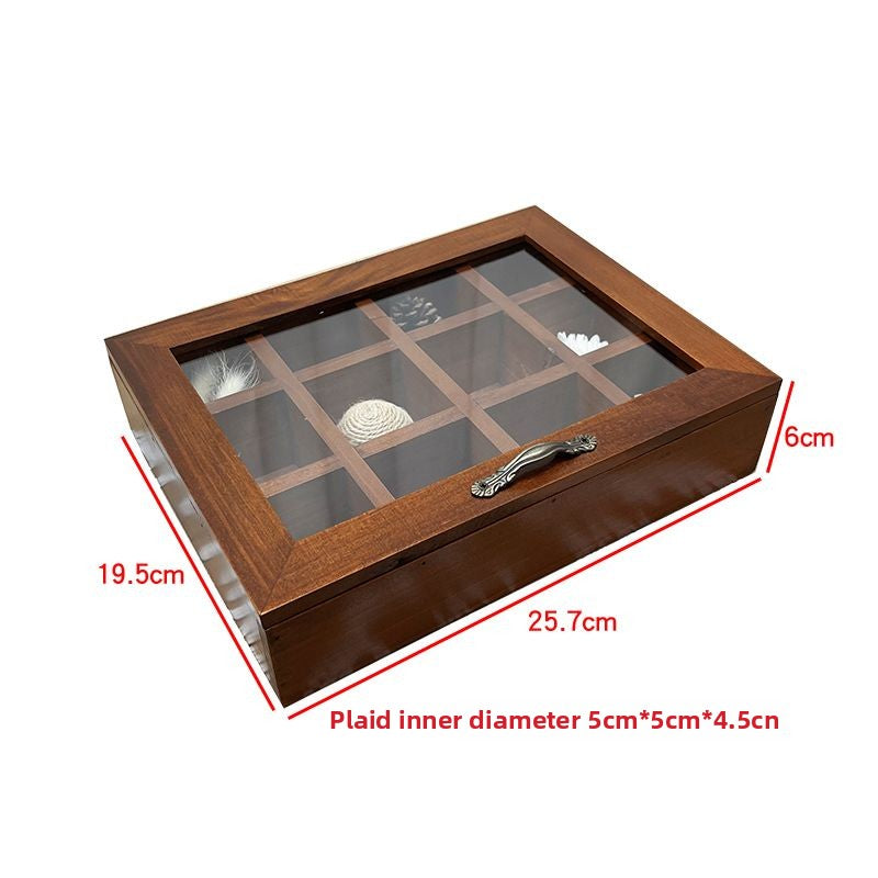Desktop 9-grid solid wood storage box multi-function box